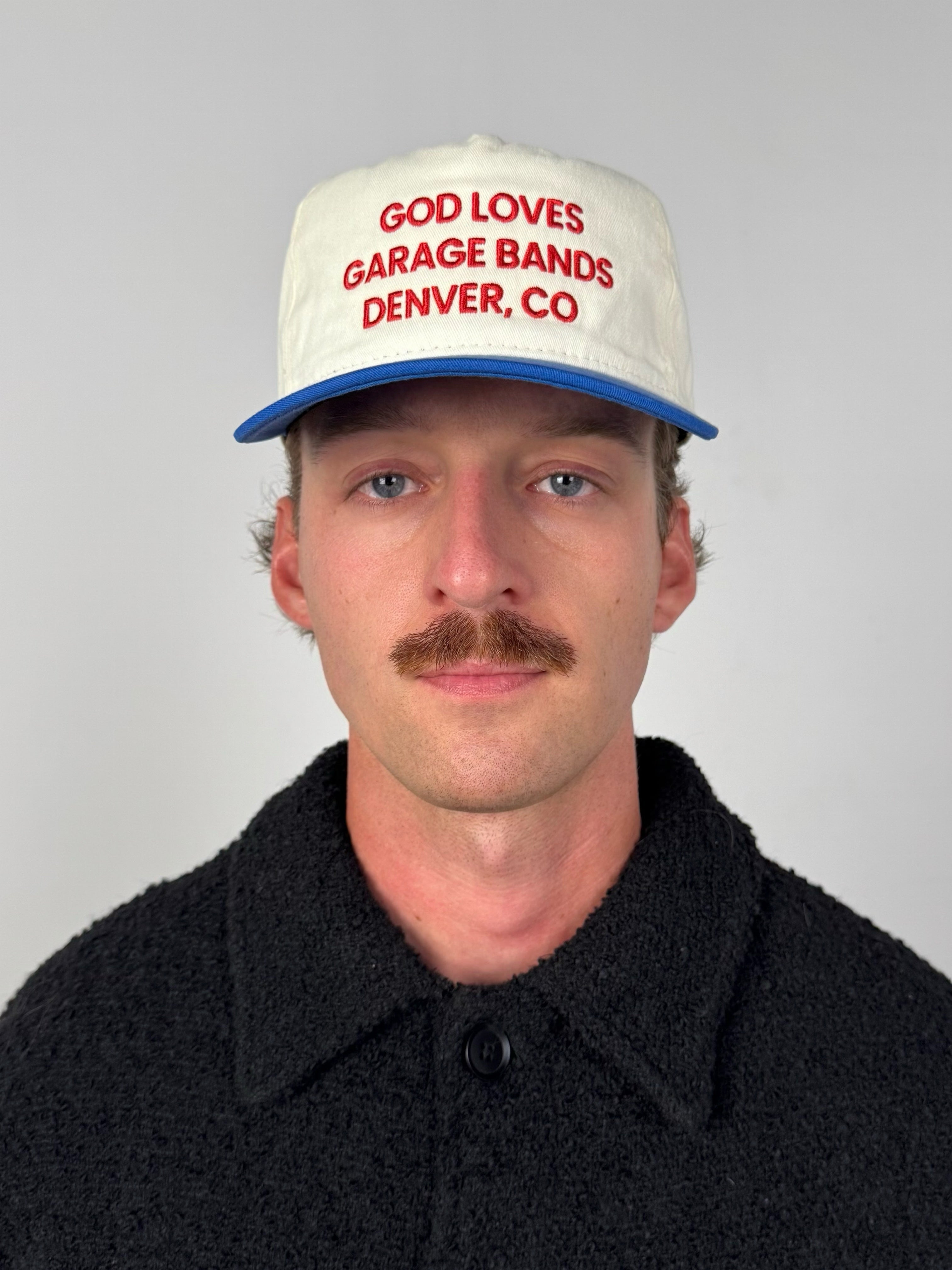 GOD LOVES GARAGE BANDS SNAPBACK - Cream / Royal Blue