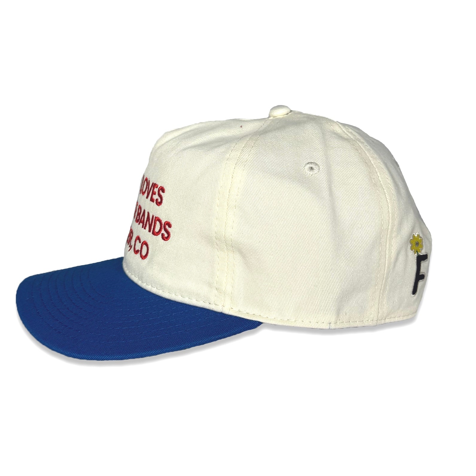 GOD LOVES GARAGE BANDS SNAPBACK - Cream / Royal Blue