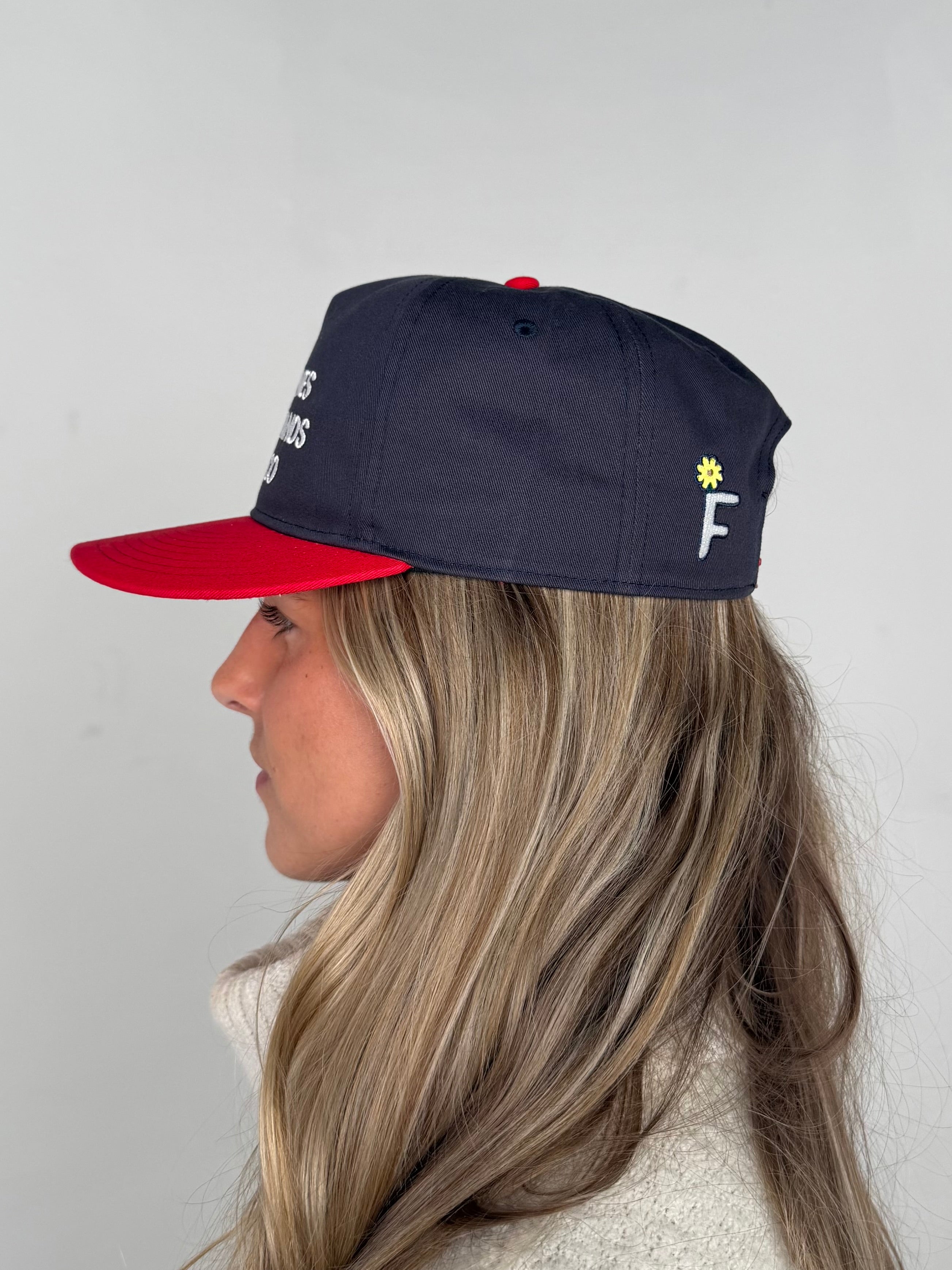 GOD LOVES GARAGE BANDS SNAPBACK - Navy/ Red