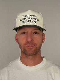 GOD LOVES GARAGE BANDS SNAPBACK - Cream / Hunter Green