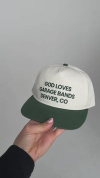 GOD LOVES GARAGE BANDS SNAPBACK - Cream / Hunter Green