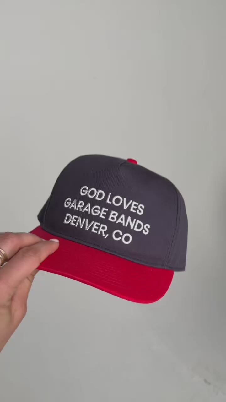 GOD LOVES GARAGE BANDS SNAPBACK - Navy/ Red